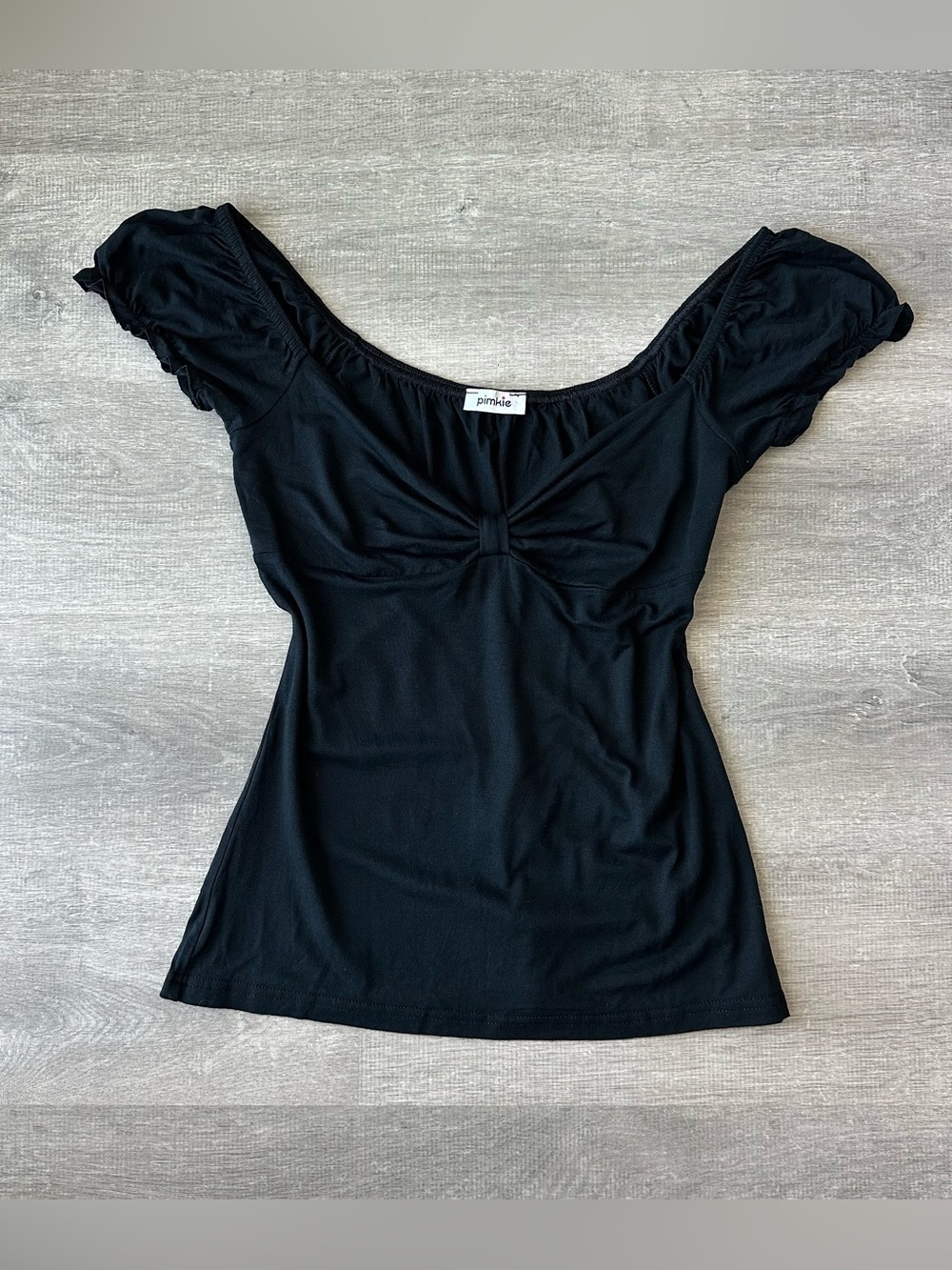 Y2K Pimkie Black Milkmaid Ruched Bust Top